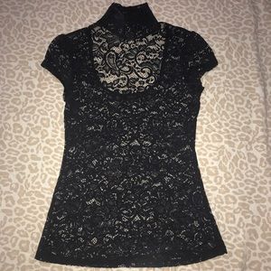 Express Small Black Lace Top